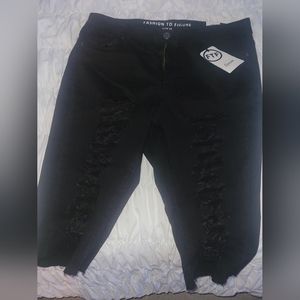 Distressed denim shorts